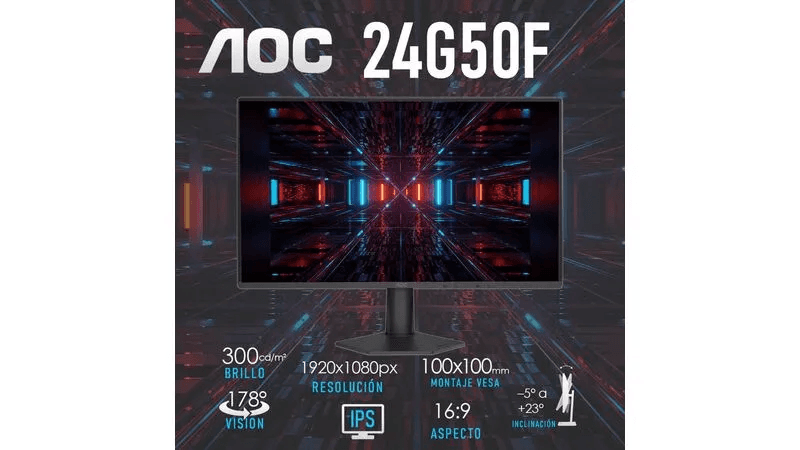 Monitor AOC 24G50F 23.8″ Full HD 1920×1080 144Hz HDMI/DisplayPort Negro