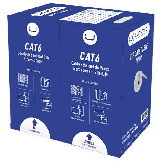 Caja de Cable Unno CB4399GY CAT6 23 AWG 350MHz 305M Gris