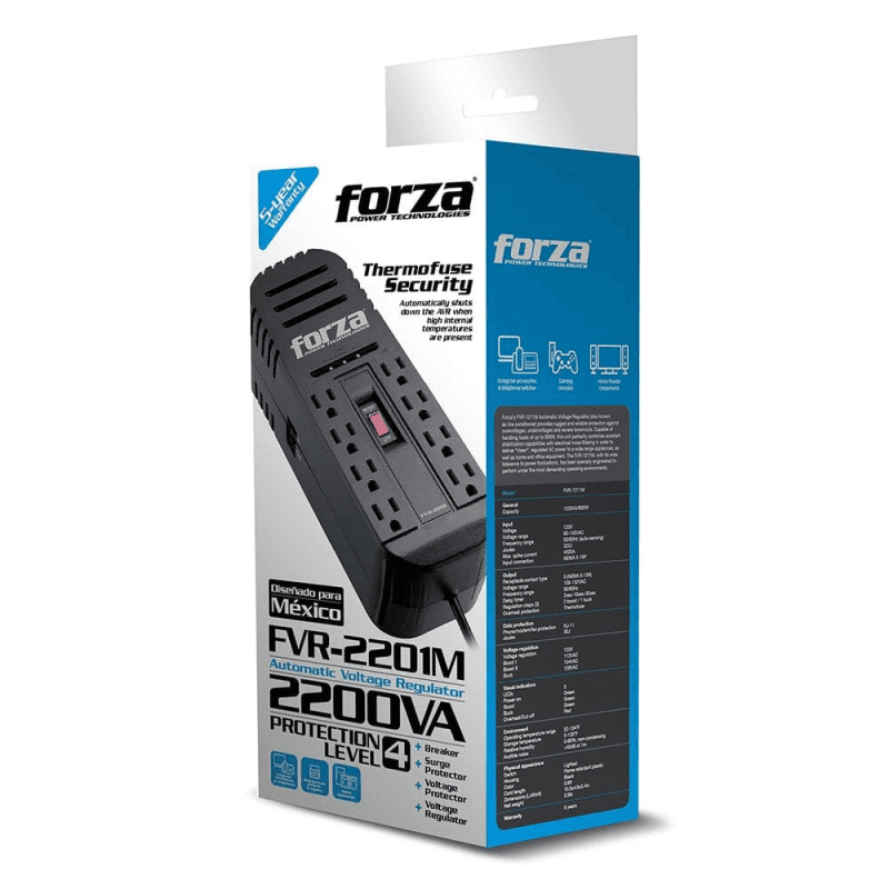 FORZA REGULADOR DE VOLTAJE FVR-2201M 8 TOMAS