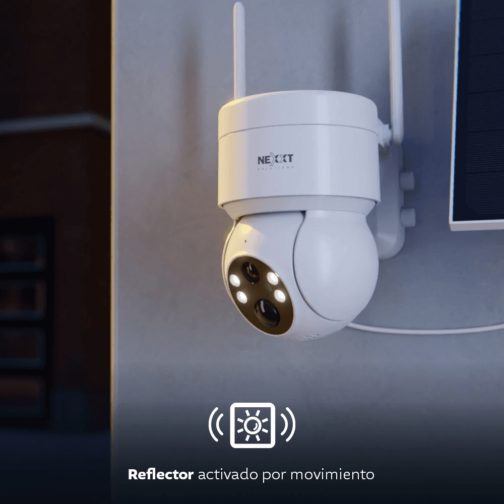 Cámara WiFi Nexxt NHC-OP20S Solar 2K PT/FC con Audio, Sirena e IP65