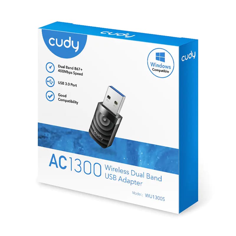 ADAPTADOR USB CUDY WU1300S AC1300 HIGH GAIN WI-FI USB 3.0