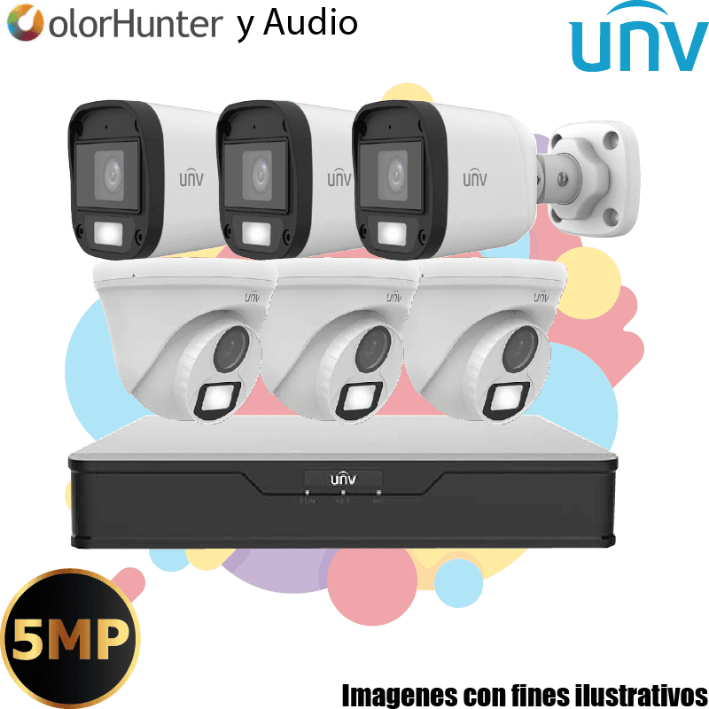 Kit UNV 12 Cámaras 5MP ColorHunter con Audio y 4TB