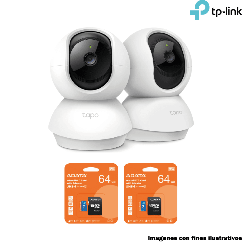 Kit 2 Cámaras WiFi TP-Link Tapo C210 3MP con MicroSD 64GB