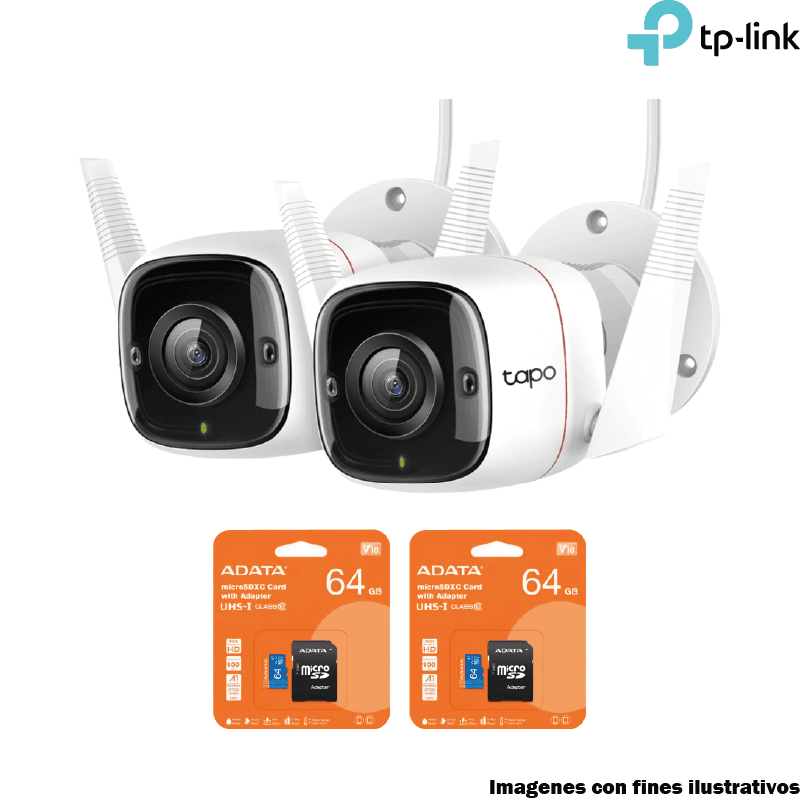 Kit 2 Cámaras WiFi TP-Link Tapo C310 3MP con MicroSD 64GB