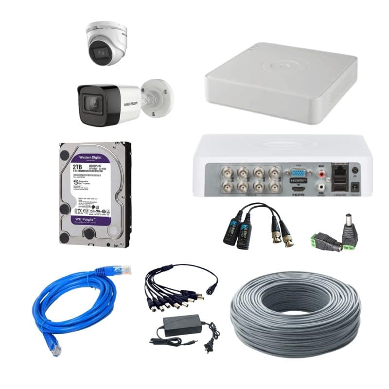 Kit Hikvision 2 Cámaras 8MP con Disco Duro 2TB