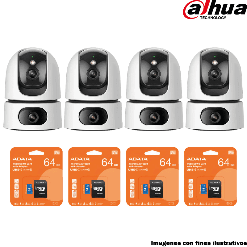 Kit 4 Cámaras WiFi Imou IPC-S2XN-10M0WED Ranger Dual 10MP con MicroSD 64GB