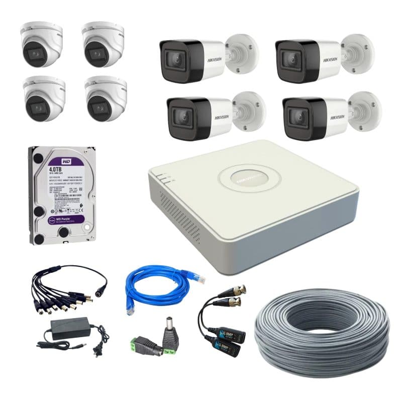 Kit Hikvision 8 Cámaras 8MP con Disco Duro 4TB