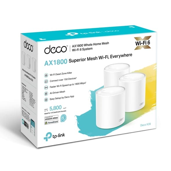 SISTEMA MESH TP-LINK DECO X20 (3PCK) AX1800 WIFI6 530MTS2
