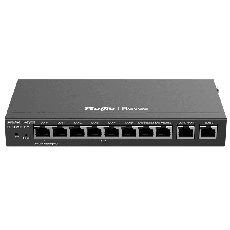 ROUTER RUIJIE-REYEE RG-EG210G-P 10 PUERTOS GIGABIT 8 POE+ 200 USUARIOS