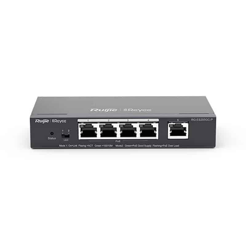SWITCH RUIJIE-REYEE RG-ES205GC-P ADMIN. VLAN 5 PTOS GIGA (4 POE 802,3AF/AT) GESTION GRATIS NUBE