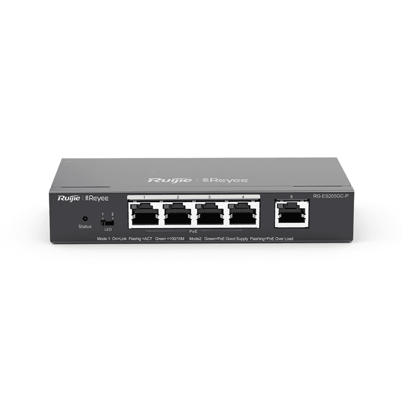SWITCH RUIJIE-REYEE RG-ES205GC 5 PUERTOS GIGABIT CLOUD GESTION GRATUITA EN LA NUBE
