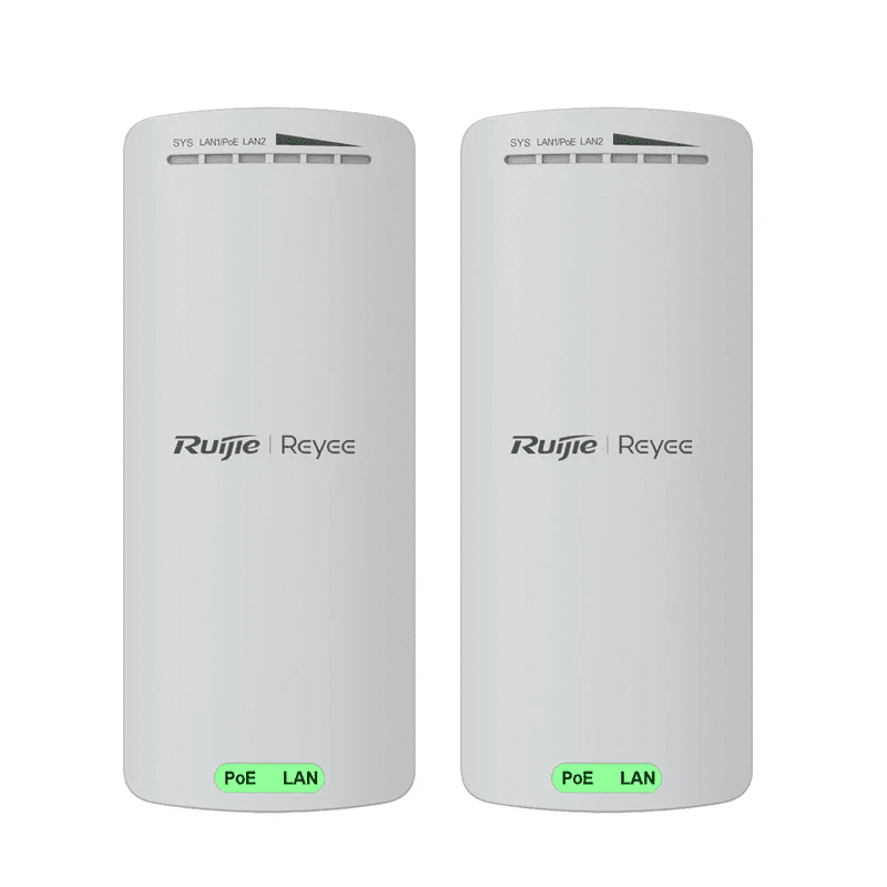 KIT ANTENAS ENLACE WIFI RUIJIE-REYEE RG-EST100-E OUTDOOR 2PCS 500MTS POE 24V PRECONFIGURADO HASTA 300MBPS