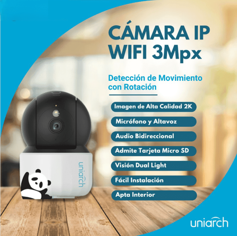 Cámara WiFi Uniarch UHO-S3E-M3TD Domo 3MP con Audio y Motion Detect