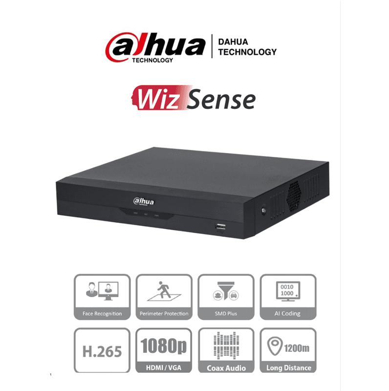 Grabador DVR Dahua XVR5208AN-4KL-I2 8CH 8MP con Protección Perimetral y 2HDD