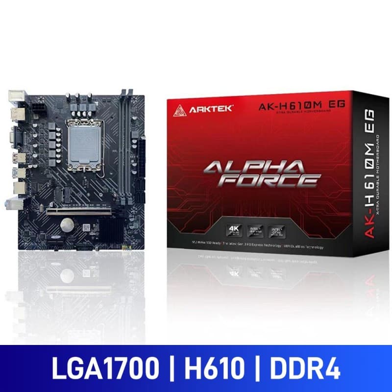 TARJETA MADRE ARKTEK AK-H610M EG D5 LGA1700 MICRO-ATX DDR5 NEGRO