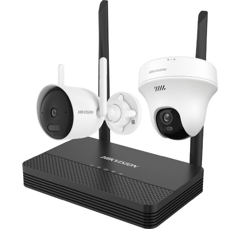 SISTEMA DE SEGURIDAD HIKVISION EASY LINK DIGITAL BULLET-DOMO 4MP 5MP 30 M BALA 10 M AUDIO WIFI 2.4 GHZ NVR IP66 BLANCO