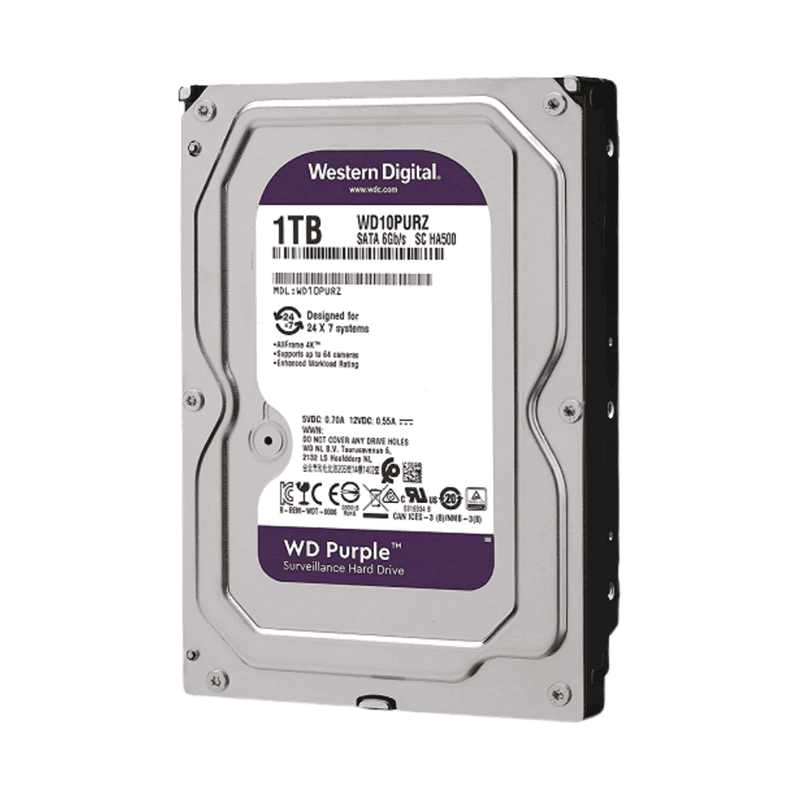 DISCO DURO WESTERN DIGITAL PURPLE WD10PURZ 1TB ESPECIAL P/CCTV 3.5″ 6GB